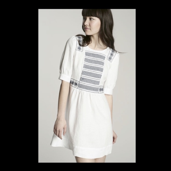 See By Chloe Embroidered Linen Boho Tea Dress Sz 8 - Picture 8 of 8